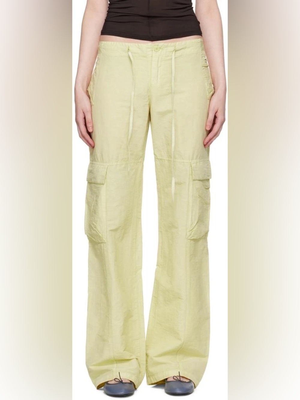 Women's Cargo Wide-Leg Pants in Light Yellow